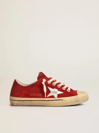 V-Star LTD da donna in pelle scamosciata rosso scuro con stella argentata