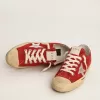 V-Star LTD da uomo in pelle scamosciata rosso scuro con stella argentata e linguetta sul tallone