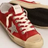 V-Star LTD da uomo in pelle scamosciata rosso scuro con stella argentata e linguetta sul tallone