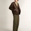 V-Star LTD da uomo con stella in pelle scamosciata nera e scritta ricamata