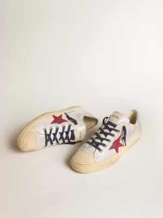 V-Star LTD da uomo in pelle scamosciata metallizzata argento con stella in pelle scamosciata rossa