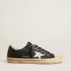 V-Star LTD in pelle blu con stella in pelle metallizzata argento