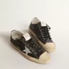 V-Star LTD in pelle blu con stella in pelle metallizzata argento