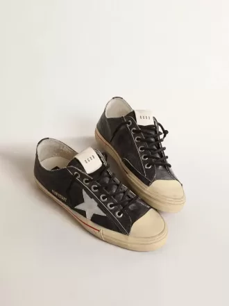V-Star LTD in pelle blu con stella in pelle metallizzata argento