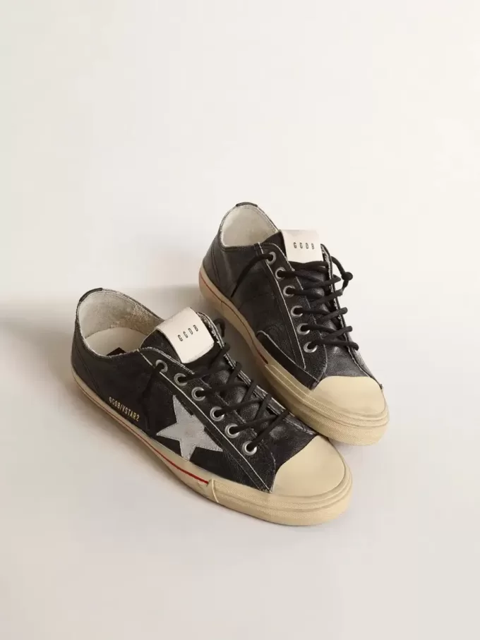 V-Star LTD in pelle blu con stella in pelle metallizzata argento