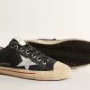 V-Star LTD in pelle blu con stella in pelle metallizzata argento
