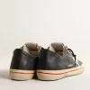 V-Star LTD in pelle blu con stella in pelle metallizzata argento