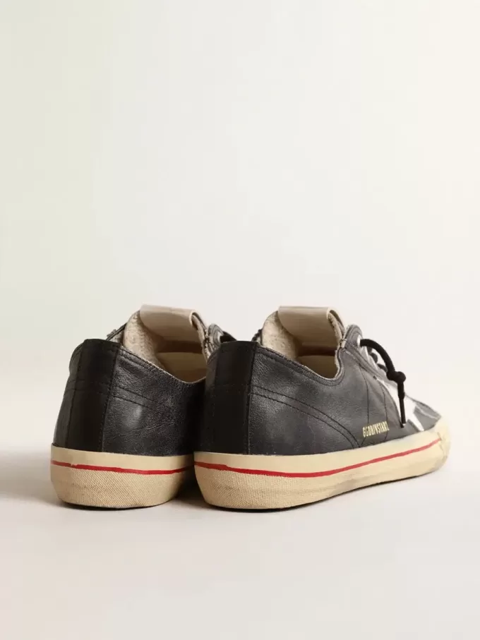 V-Star LTD in pelle blu con stella in pelle metallizzata argento