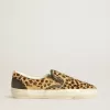 VCE Penstar da donna in pelle di pony con stampa leopardata e tallone in pelle nera