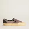 VCE Penstar da donna in pelle scamosciata grigio tortora con linguetta sul tallone in pelle nera