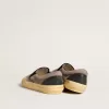 VCE Penstar da donna in pelle scamosciata grigio tortora con linguetta sul tallone in pelle nera