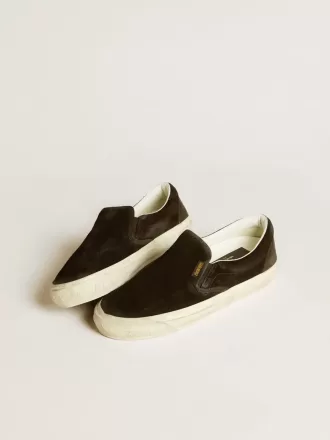 VCE Penstar da donna in pelle scamosciata nera con tallone in pelle nera
