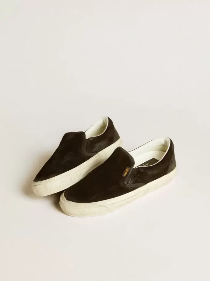 VCE Penstar da donna in pelle scamosciata nera con tallone in pelle nera