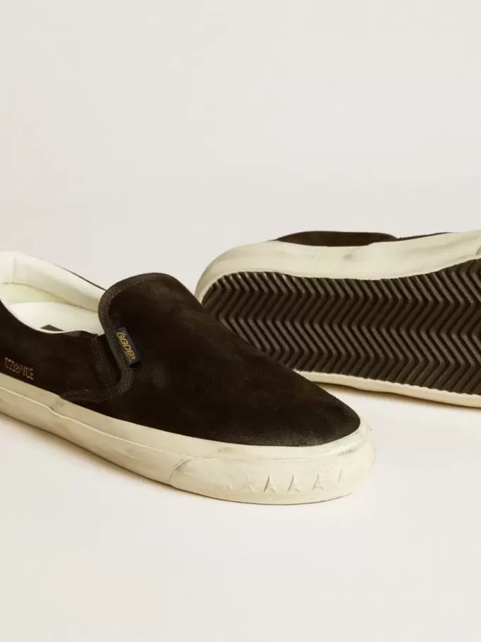 VCE Penstar da donna in pelle scamosciata nera con tallone in pelle nera