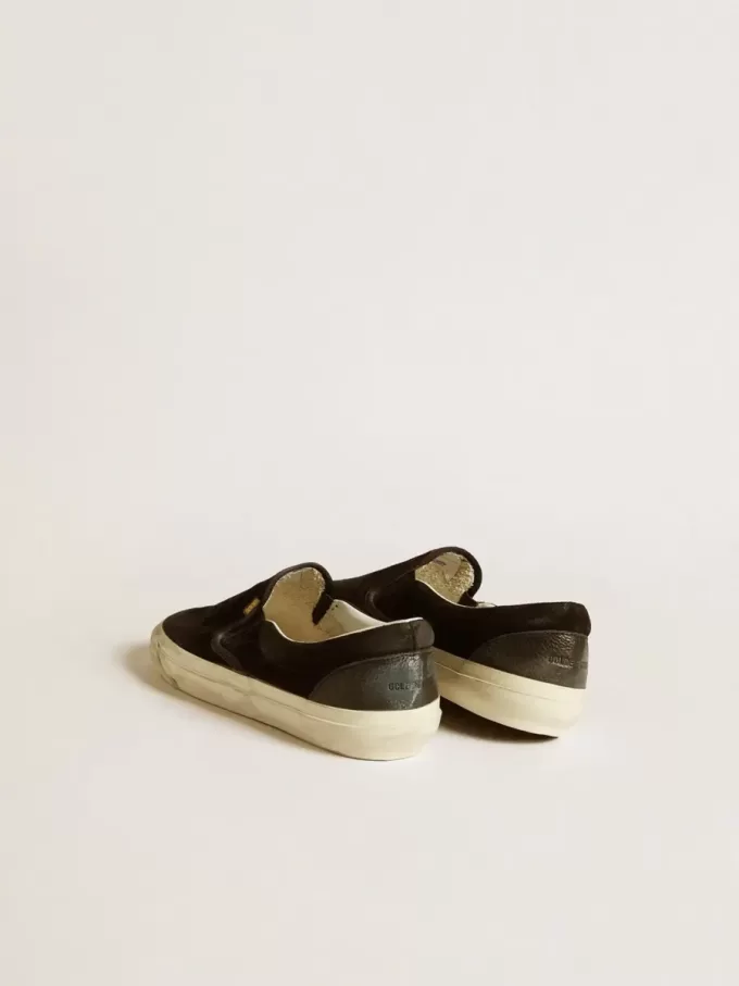 VCE Penstar da donna in pelle scamosciata nera con tallone in pelle nera