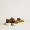 VCE Penstar da uomo in pelle di pony con stampa leopardata e linguetta sul tallone in pelle nera