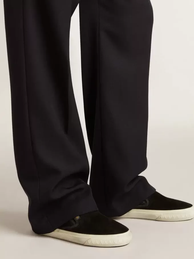 VCE Penstar da uomo in pelle scamosciata nera con tallone in pelle nera