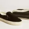 VCE Penstar da uomo in pelle scamosciata nera con tallone in pelle nera