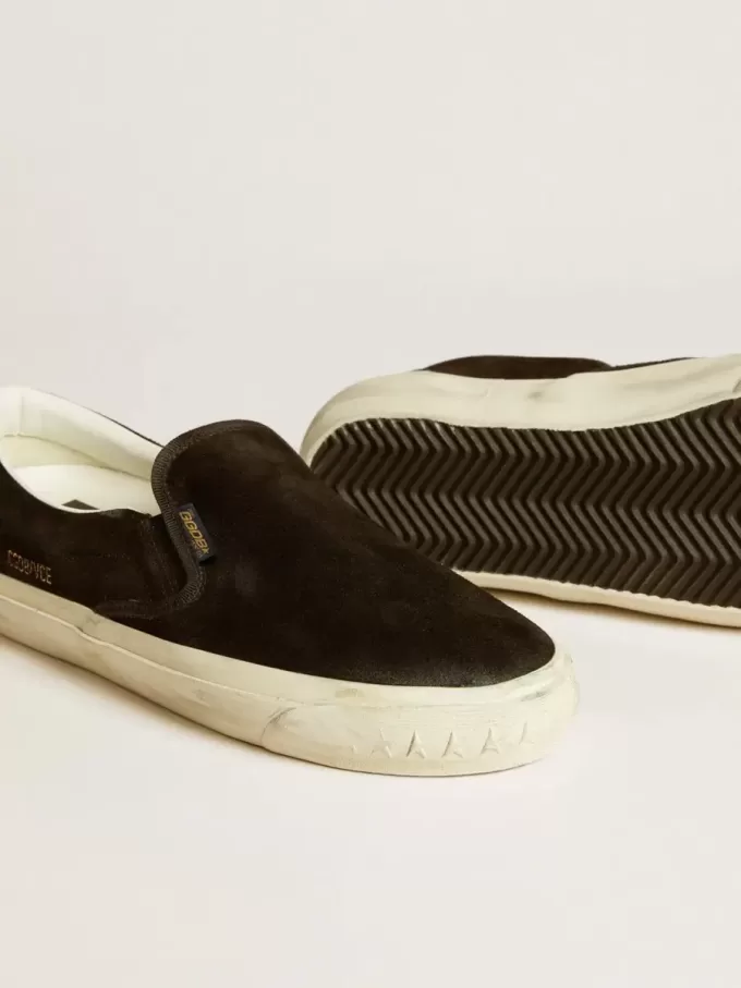 VCE Penstar da uomo in pelle scamosciata nera con tallone in pelle nera