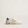 White May Teen con stella in pelle scamosciata grigia e linguetta blu sul tallone