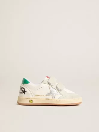 Young Ball Star con stella argentata e linguetta sul tallone in pelle scamosciata verde