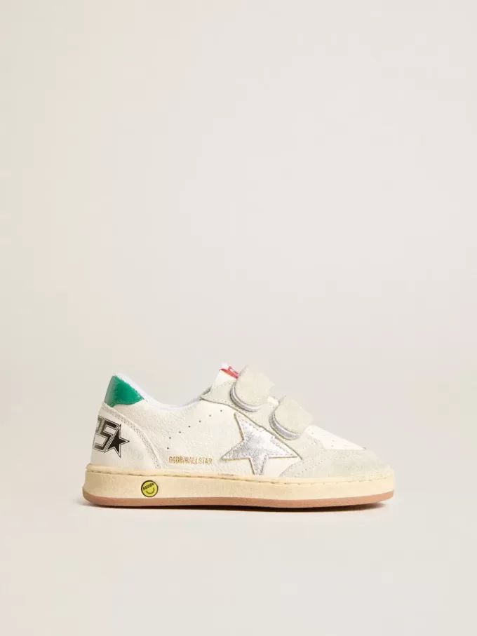 Young Ball Star con stella argentata e linguetta sul tallone in pelle scamosciata verde