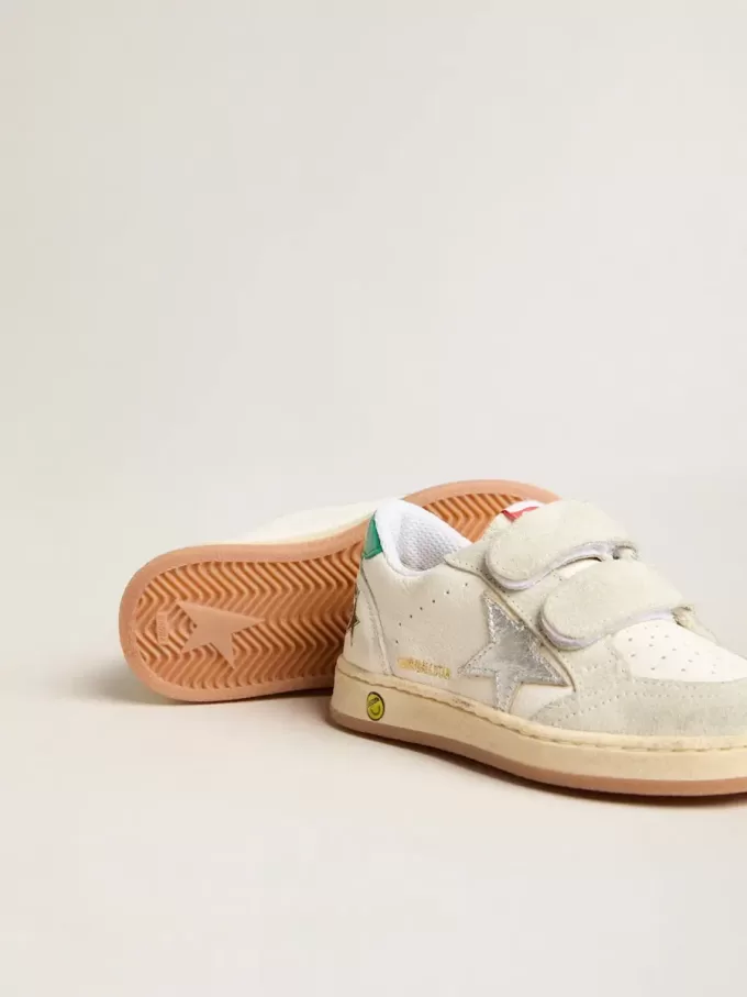 Young Ball Star con stella argentata e linguetta sul tallone in pelle scamosciata verde