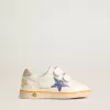 Young Ball Star con stella blu glitterata e linguetta sul tallone in pelle scamosciata beige