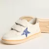 Young Ball Star con stella blu glitterata e linguetta sul tallone in pelle scamosciata beige