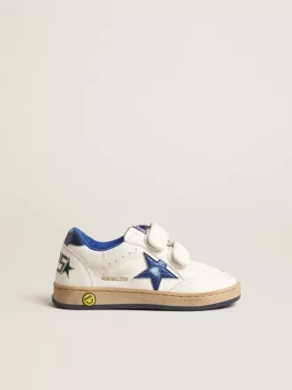 Young Ball Star con stella e linguetta sul tallone in pelle blu metallizzata