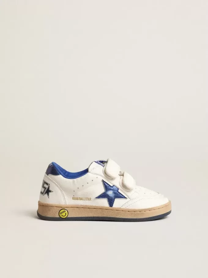 Young Ball Star con stella e linguetta sul tallone in pelle blu metallizzata