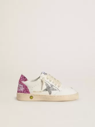 Young Ball Star con stella glitterata argento e linguetta sul tallone glitterata rosa