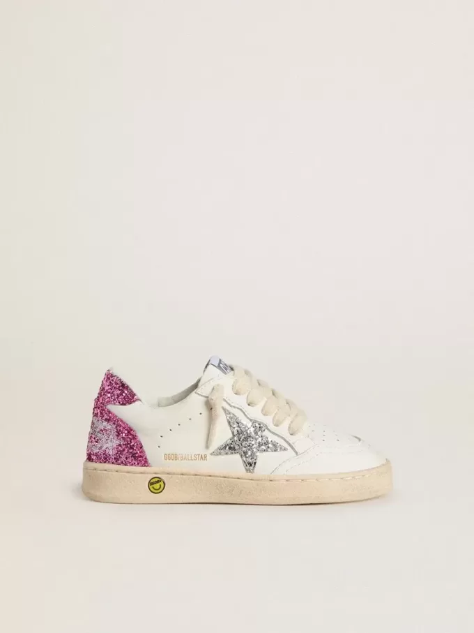 Young Ball Star con stella glitterata argento e linguetta sul tallone glitterata rosa
