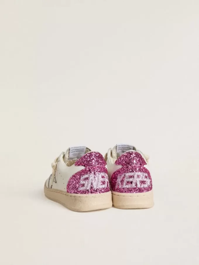 Young Ball Star con stella glitterata argento e linguetta sul tallone glitterata rosa