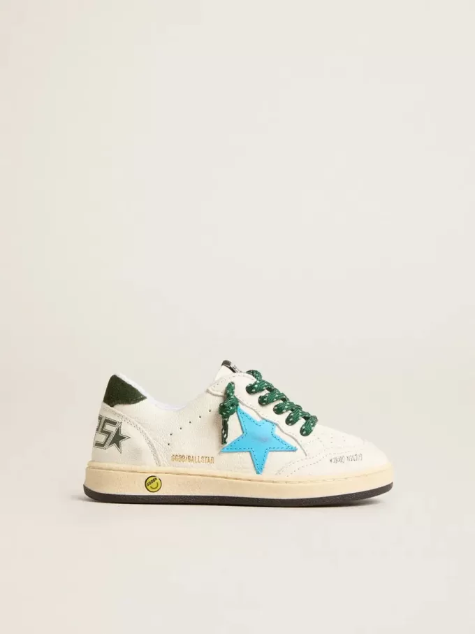 Young Ball Star con stella turchese e linguetta sul tallone in pelle scamosciata verde