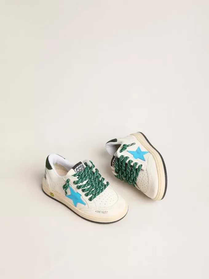 Young Ball Star con stella turchese e linguetta sul tallone in pelle scamosciata verde