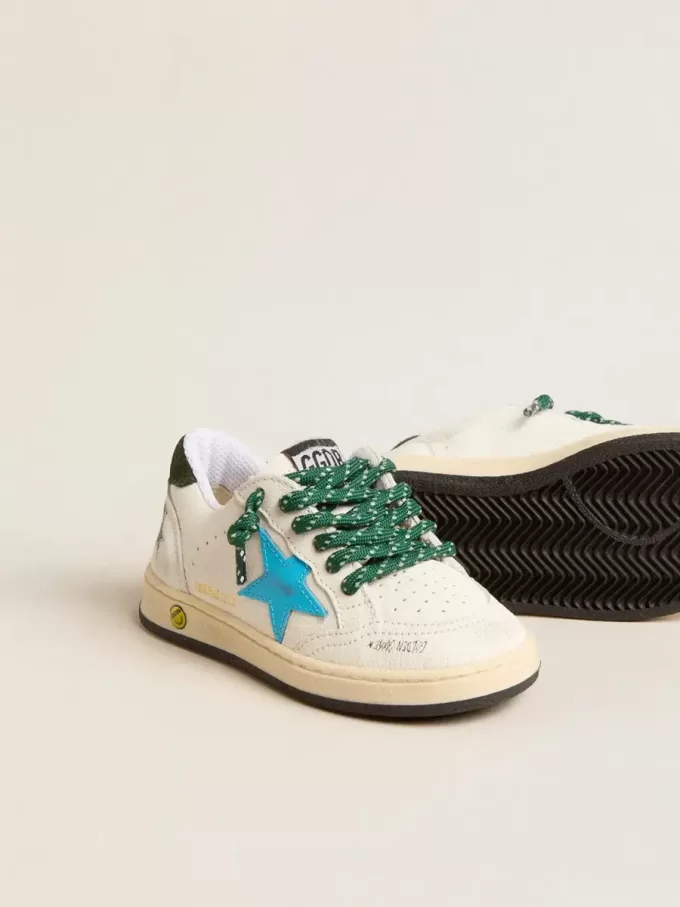 Young Ball Star con stella turchese e linguetta sul tallone in pelle scamosciata verde