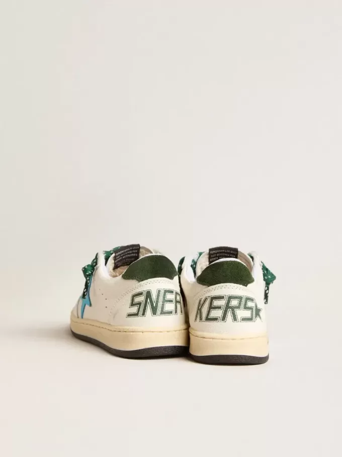 Young Ball Star con stella turchese e linguetta sul tallone in pelle scamosciata verde