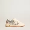 Young Ball Star glitterata con linguetta sul tallone in pelle metallizzata argento