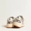 Young Ball Star glitterata con linguetta sul tallone in pelle metallizzata argento