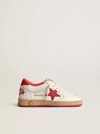 Young Ball Star in nappa con stella e linguetta sul tallone in pelle rossa