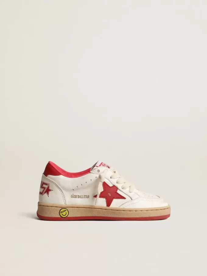 Young Ball Star in nappa con stella e linguetta sul tallone in pelle rossa