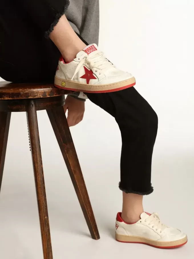 Young Ball Star in nappa con stella e linguetta sul tallone in pelle rossa
