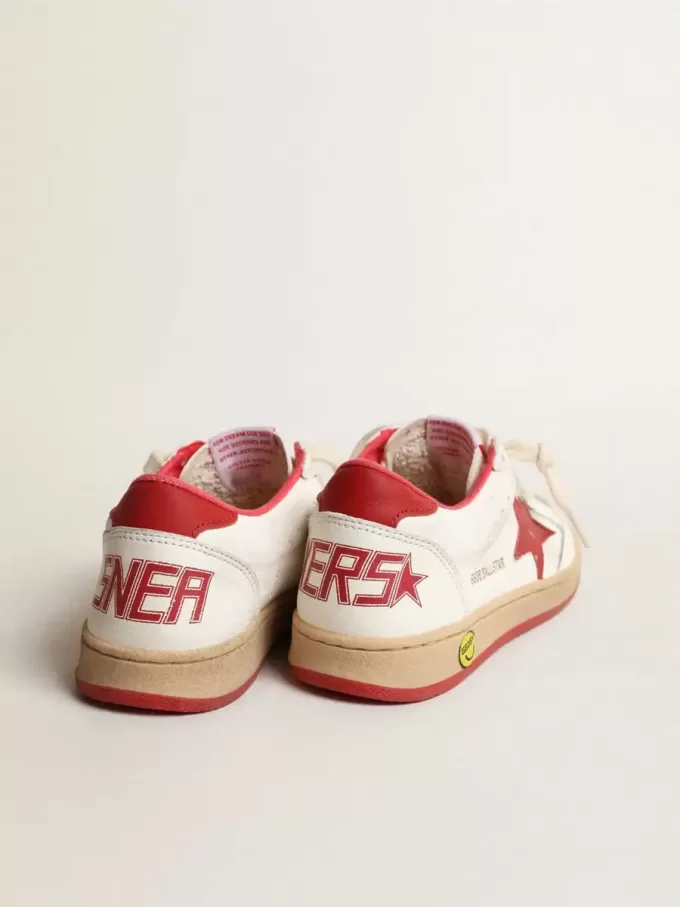 Young Ball Star in nappa con stella e linguetta sul tallone in pelle rossa