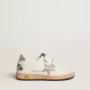 Young Ball Star in nappa con stella glitterata argento e linguetta sul tallone