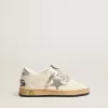 Young Ball Star in nappa con stella glitterata argento e linguetta sul tallone