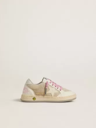 Young Ball Star in pelle scamosciata color perla con stella in pelle e linguetta sul tallone