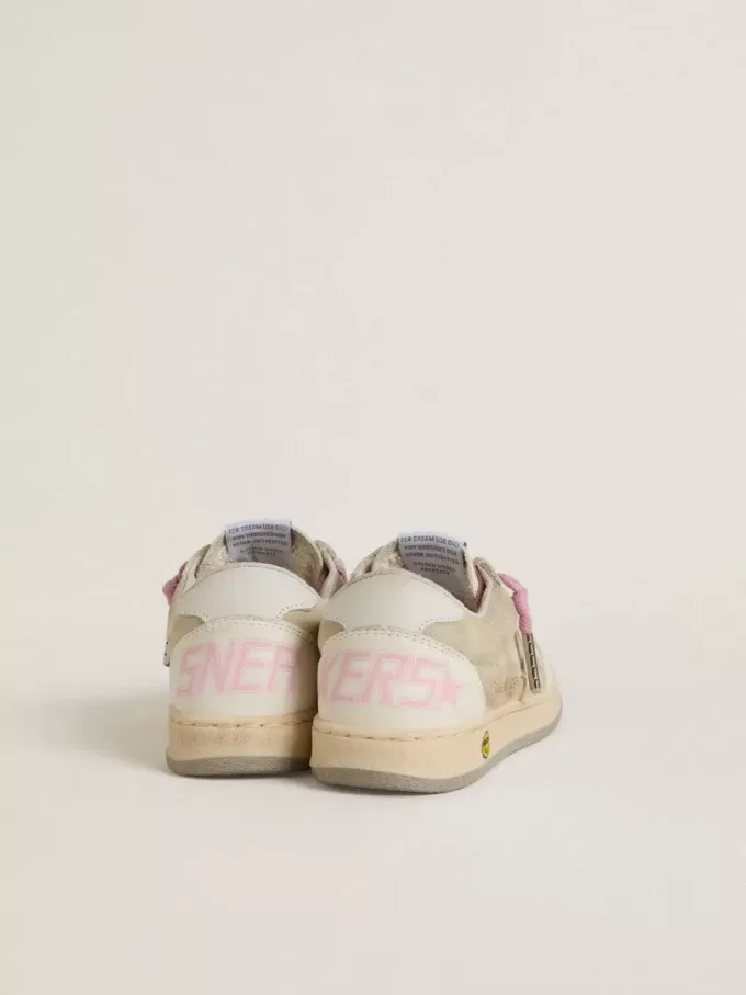Young Ball Star in pelle scamosciata color perla con stella in pelle e linguetta sul tallone