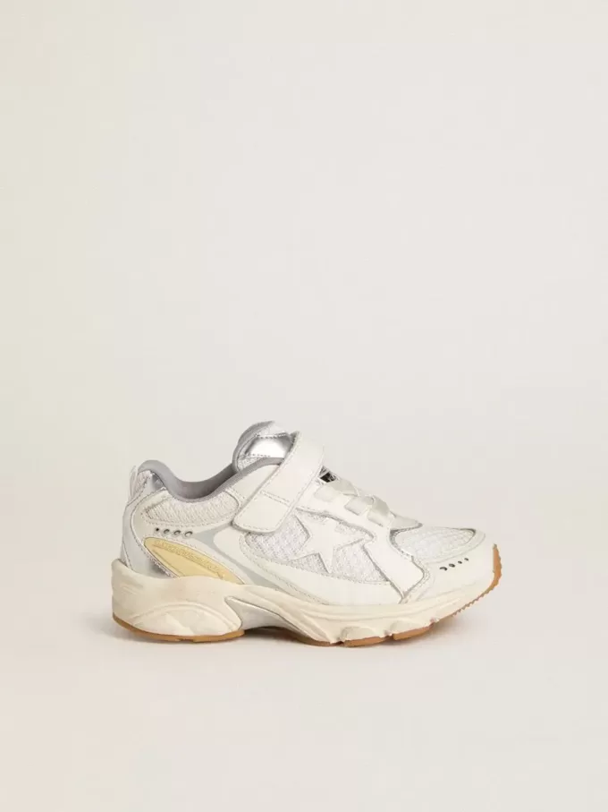 Young Lightstar in pelle bianca e mesh con stella in pelle bianca