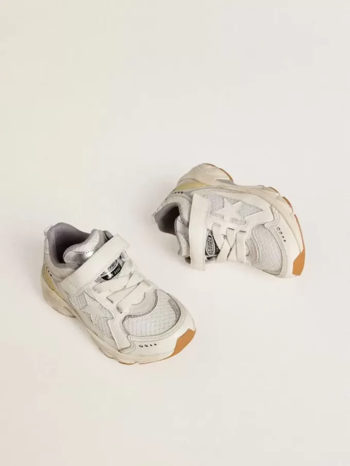 Young Lightstar in pelle bianca e mesh con stella in pelle bianca